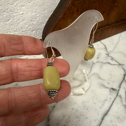 Interesting Vintage Chinese Jade & Silver Earrings