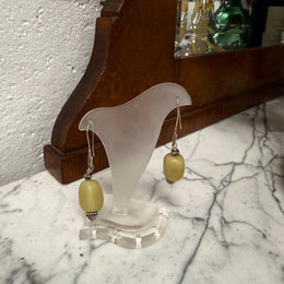 Interesting Vintage Chinese Jade & Silver Earrings