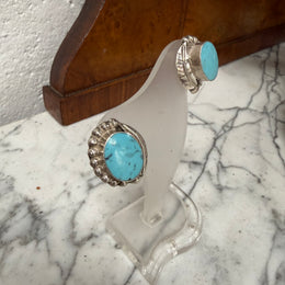 Vintage Pair of Mexican Silver & Turquoise Earrings