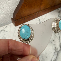 Vintage Pair of Mexican Silver & Turquoise Earrings