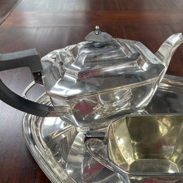 Elegant "Drummond & Co" Silver-plate 4 Piece Tea Service and Conforming Tray.