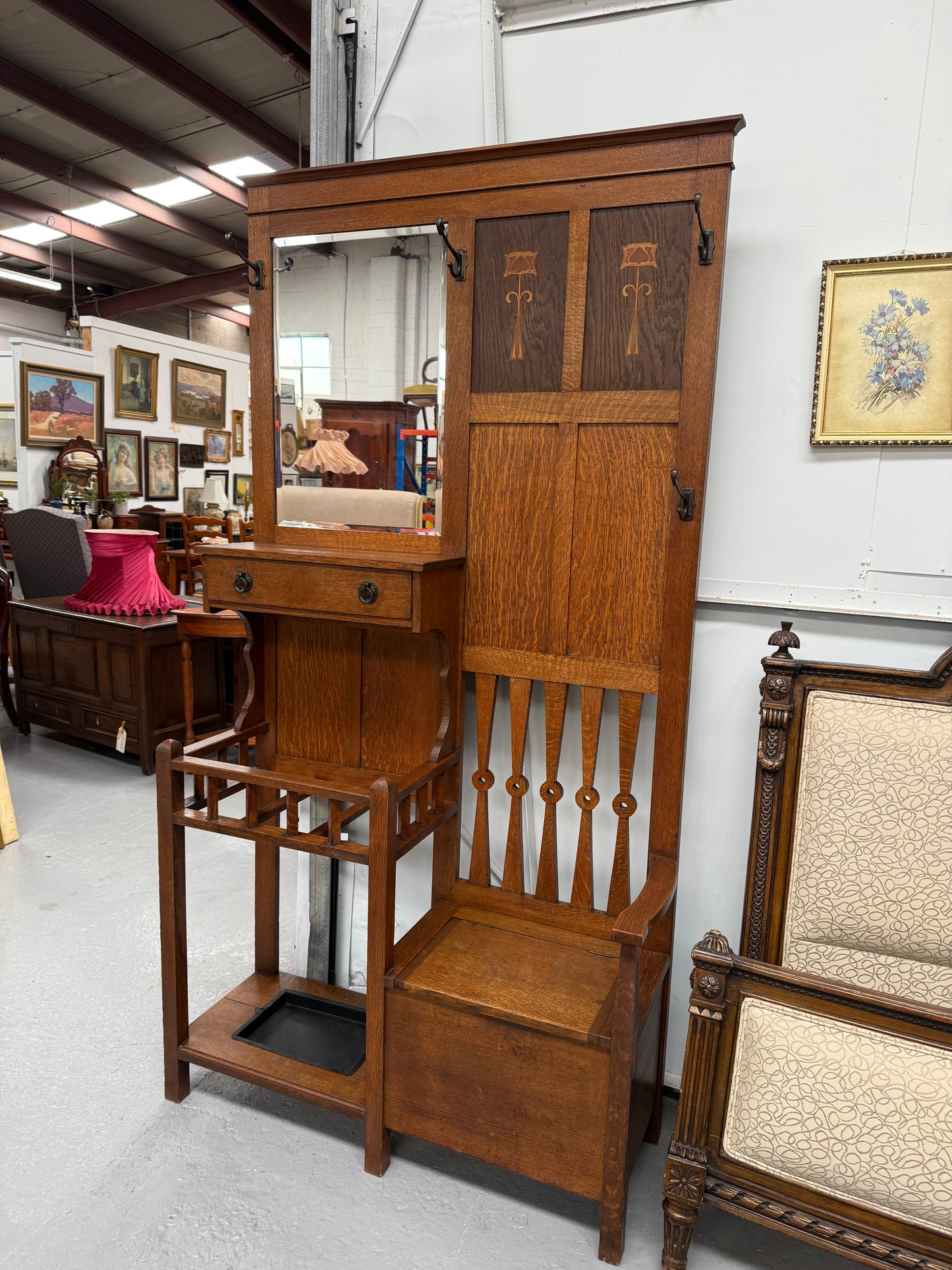 Impressive Arts & Crafts Oak Hallstand