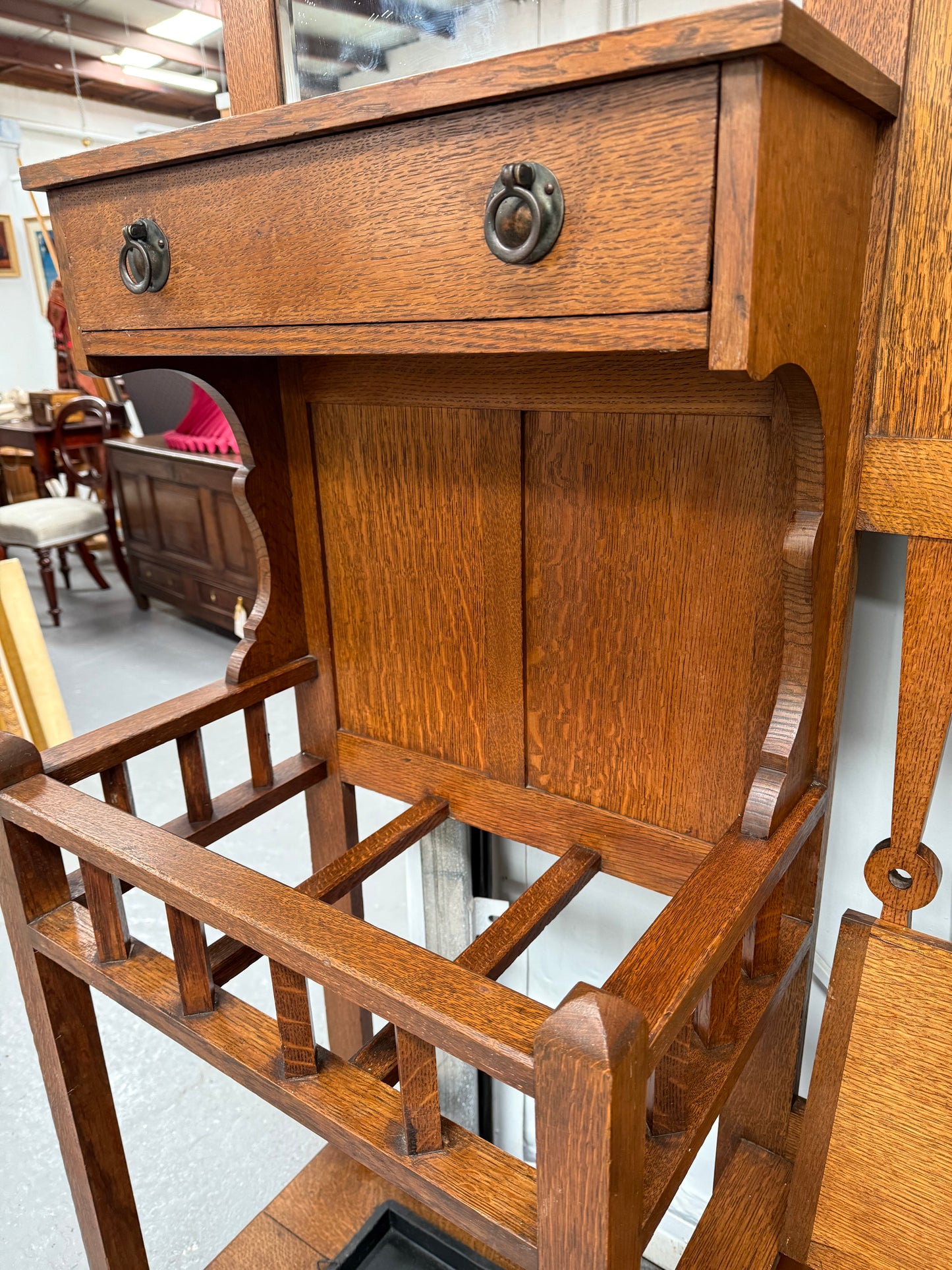 Impressive Arts & Crafts Oak Hallstand