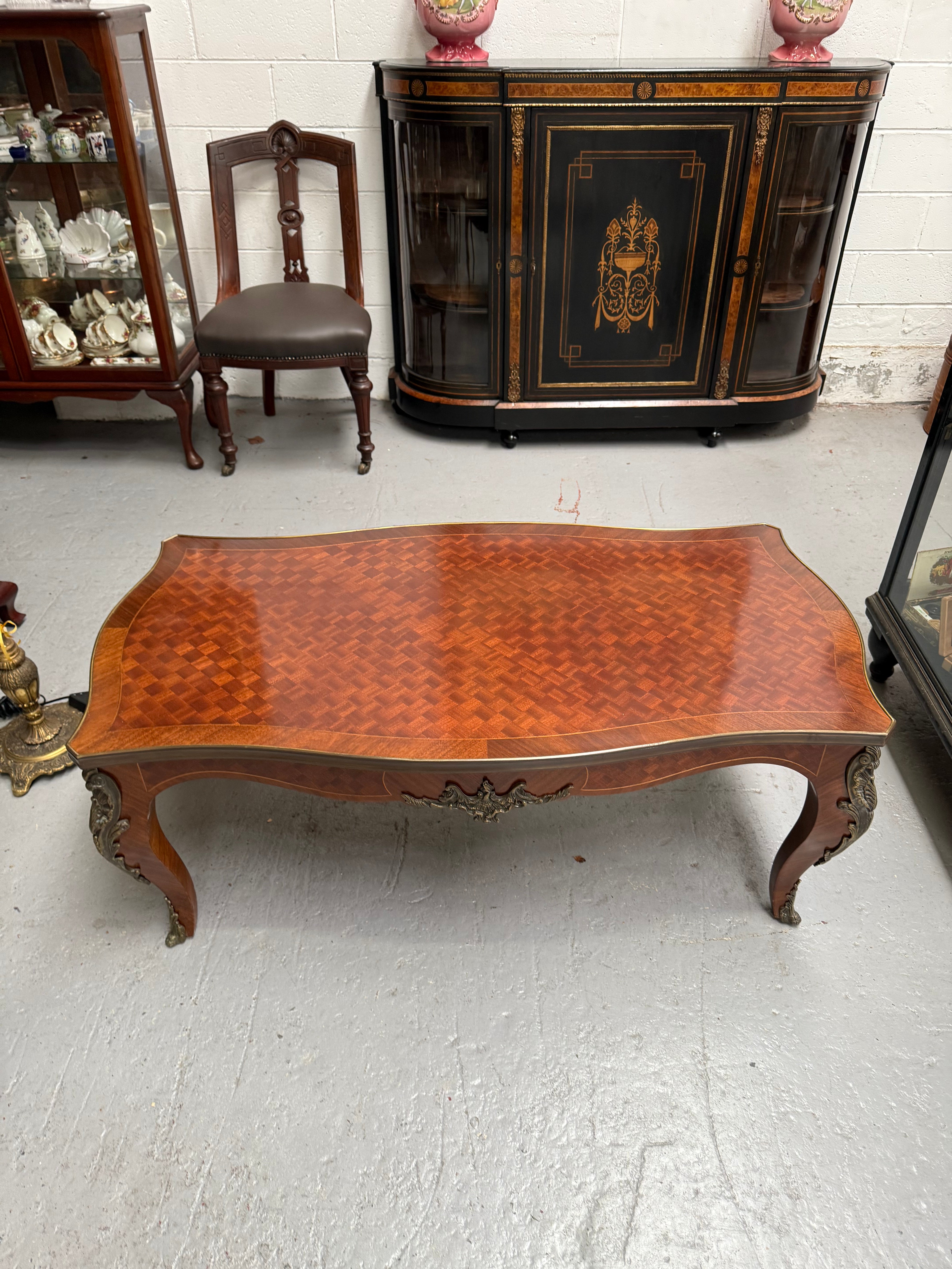 Impressive Louis XV Style Parquetry Top Coffee Table