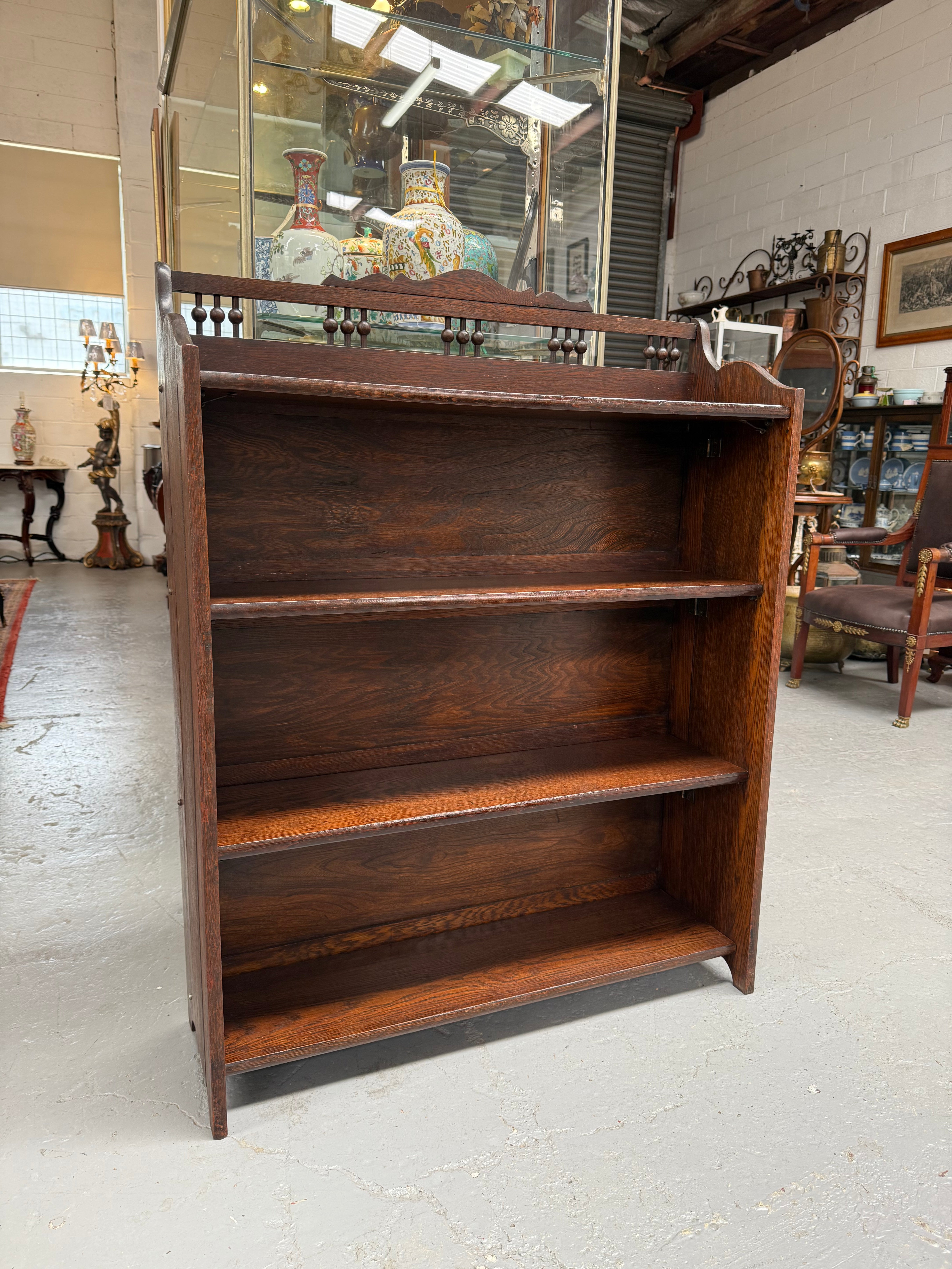 Arts and Crafts Freestanding Oak Open face Bookcase | Antique & Vintage | Moonee Ponds Antiques | Australia Wide Delivery