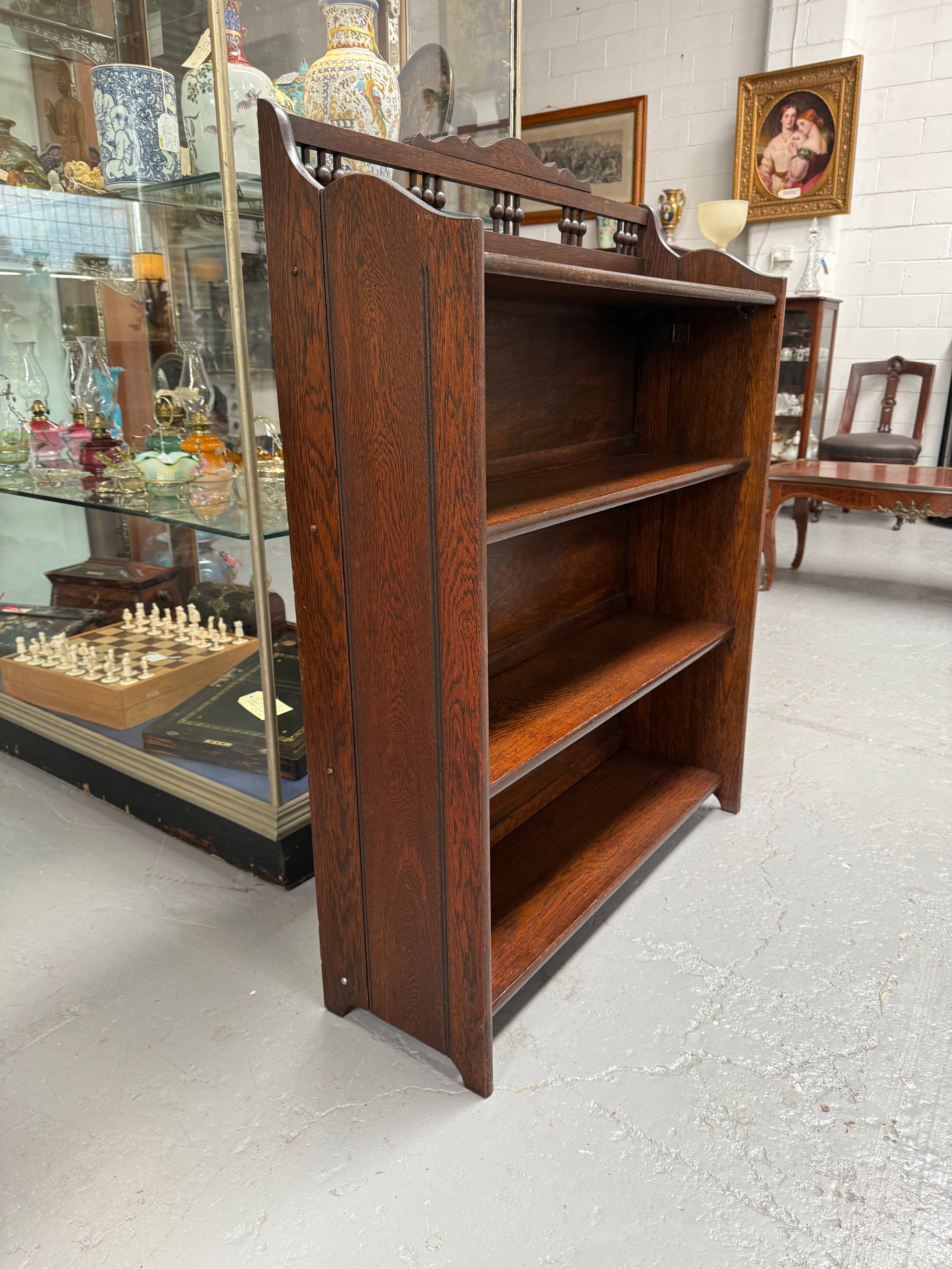 Arts and Crafts Freestanding Oak Open face Bookcase | Antique & Vintage | Moonee Ponds Antiques | Australia Wide Delivery