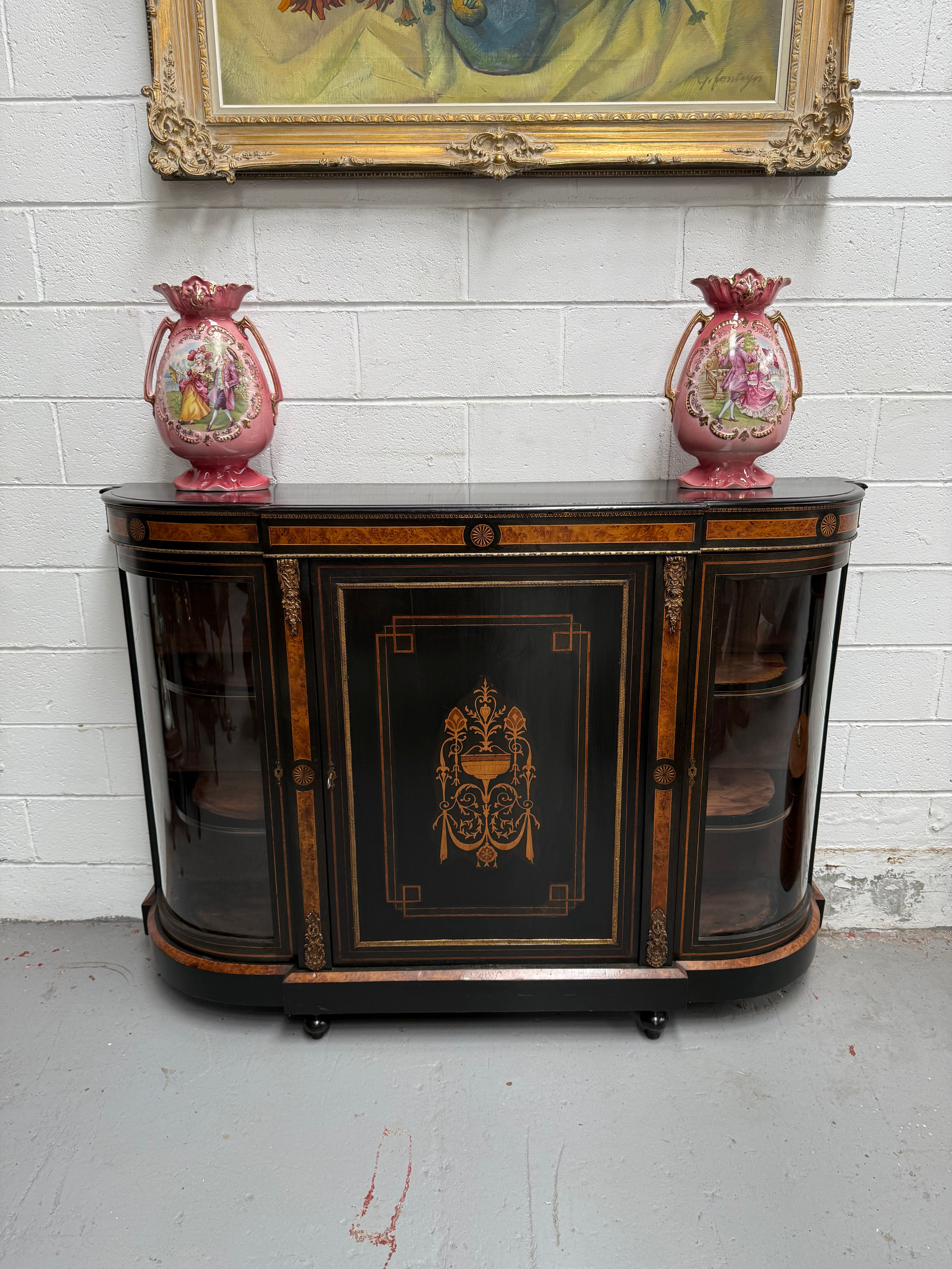 19th Century French Ebonized & Marquetry Inlaid Credenza | Antique & Vintage | Moonee Ponds Antiques | Australia Wide Delivery