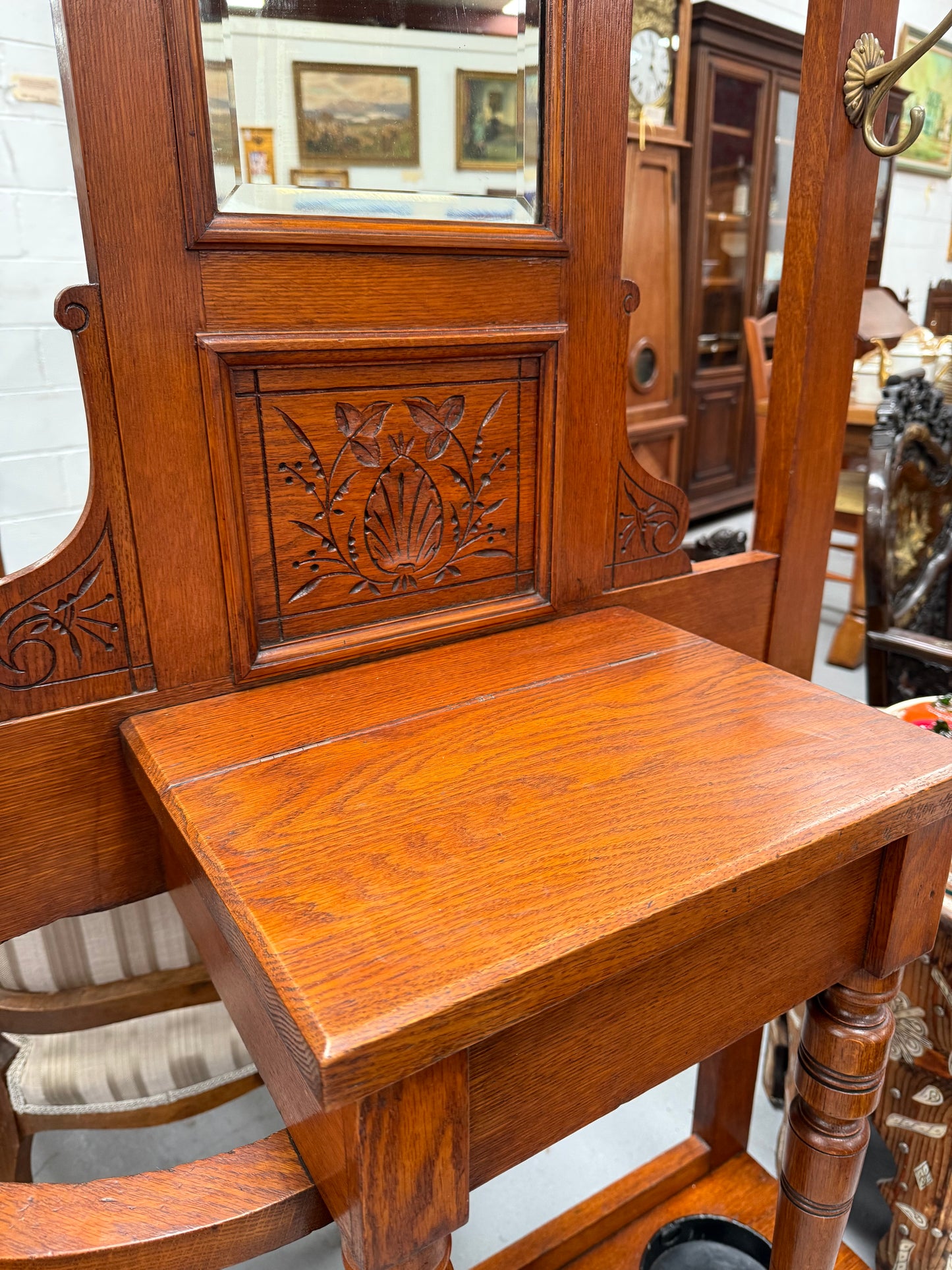 Edwardian Oak Hallstand