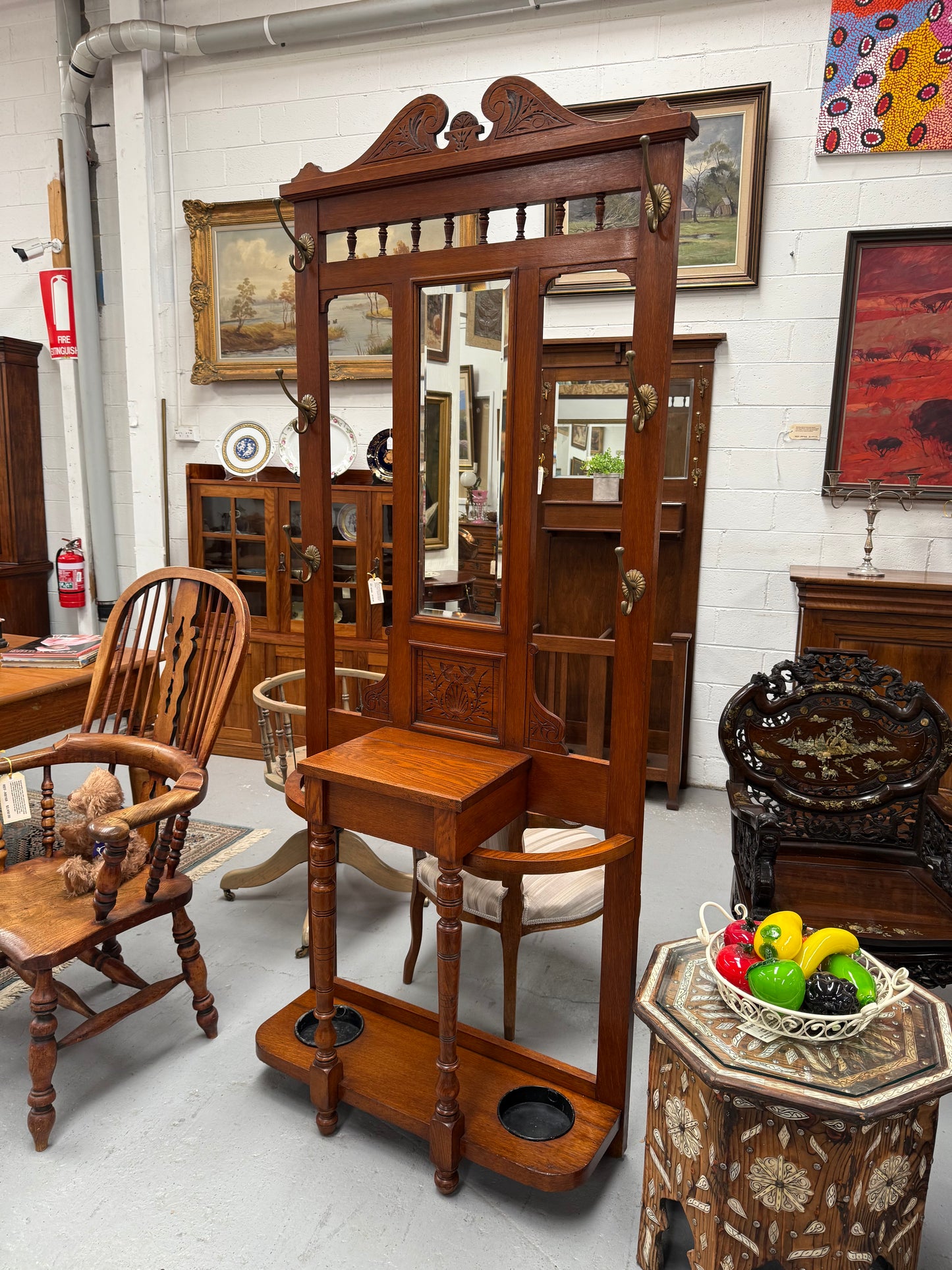 Edwardian Oak Hallstand