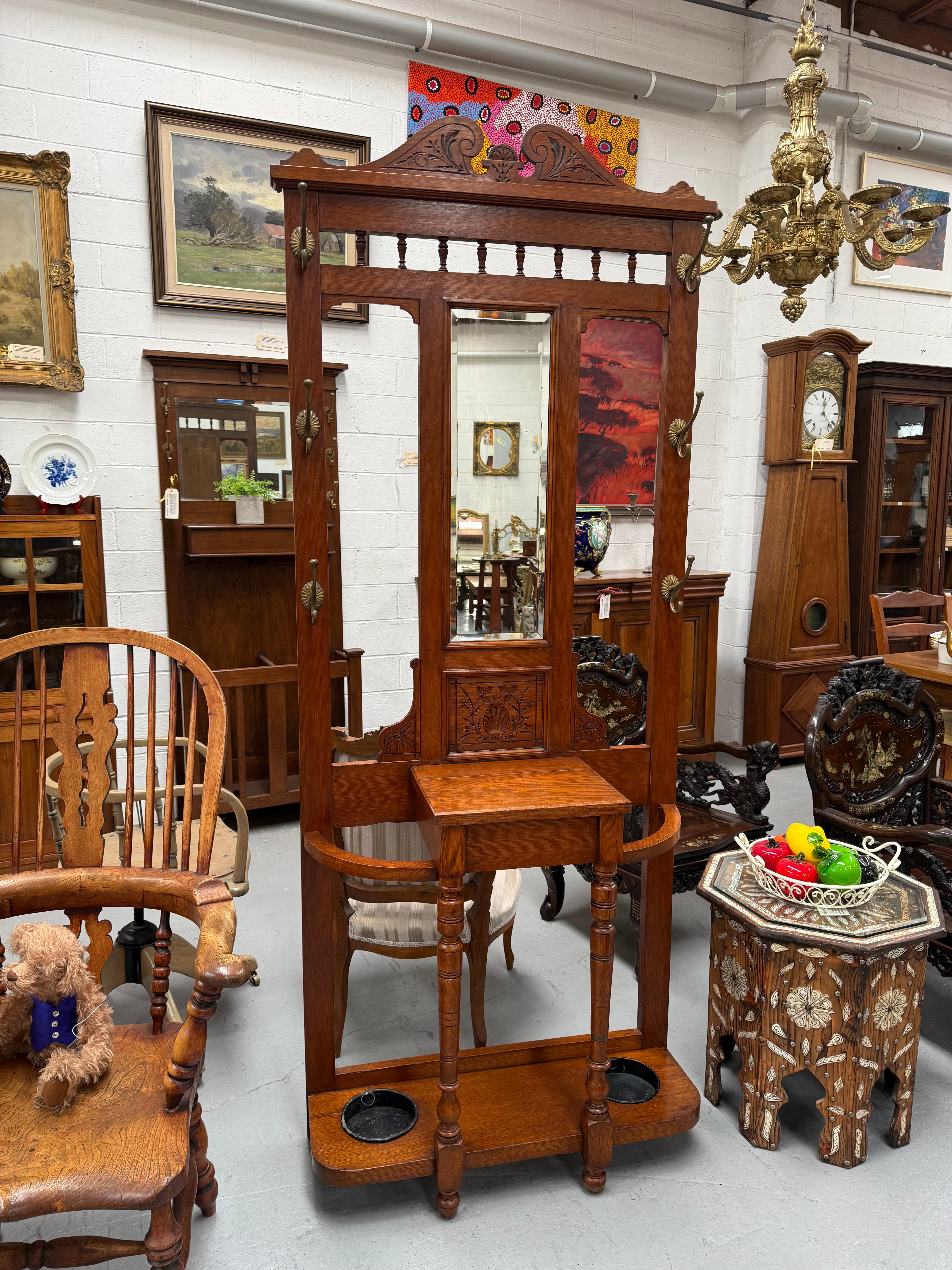 Edwardian Oak Hallstand | Antique & Vintage | Moonee Ponds Antiques | Australia Wide Delivery