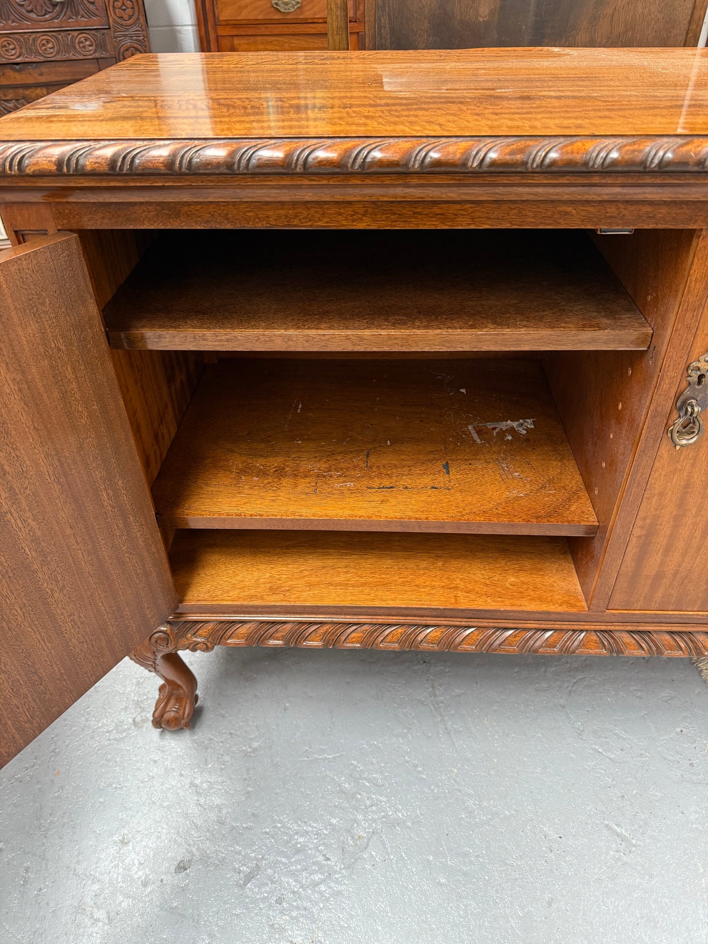 Mahogany Chippendale Style TV Cabinet