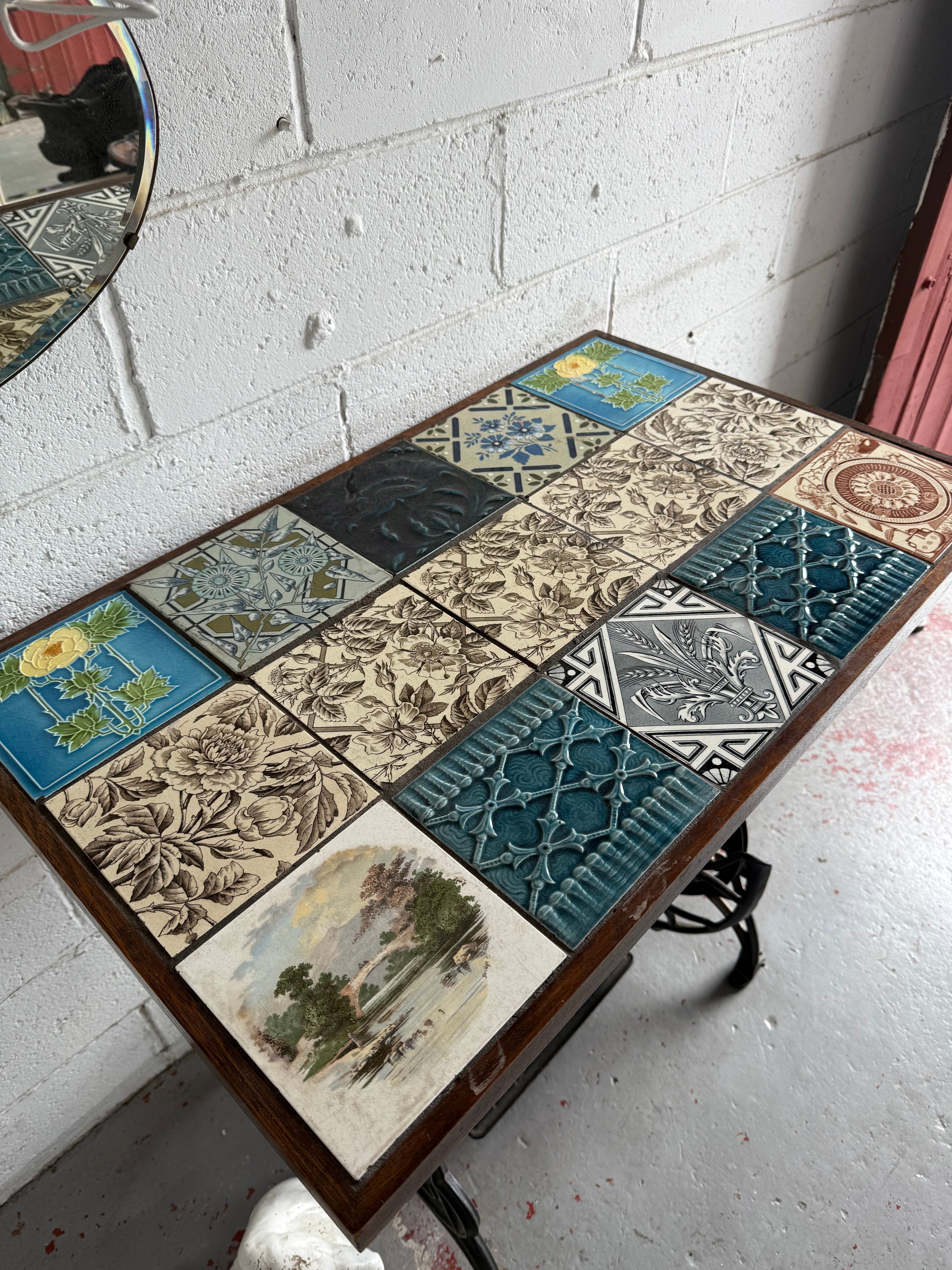 Antique Tiled Top Singer Sewing Machine Base Table | Antique & Vintage | Moonee Ponds Antiques | Australia Wide Delivery