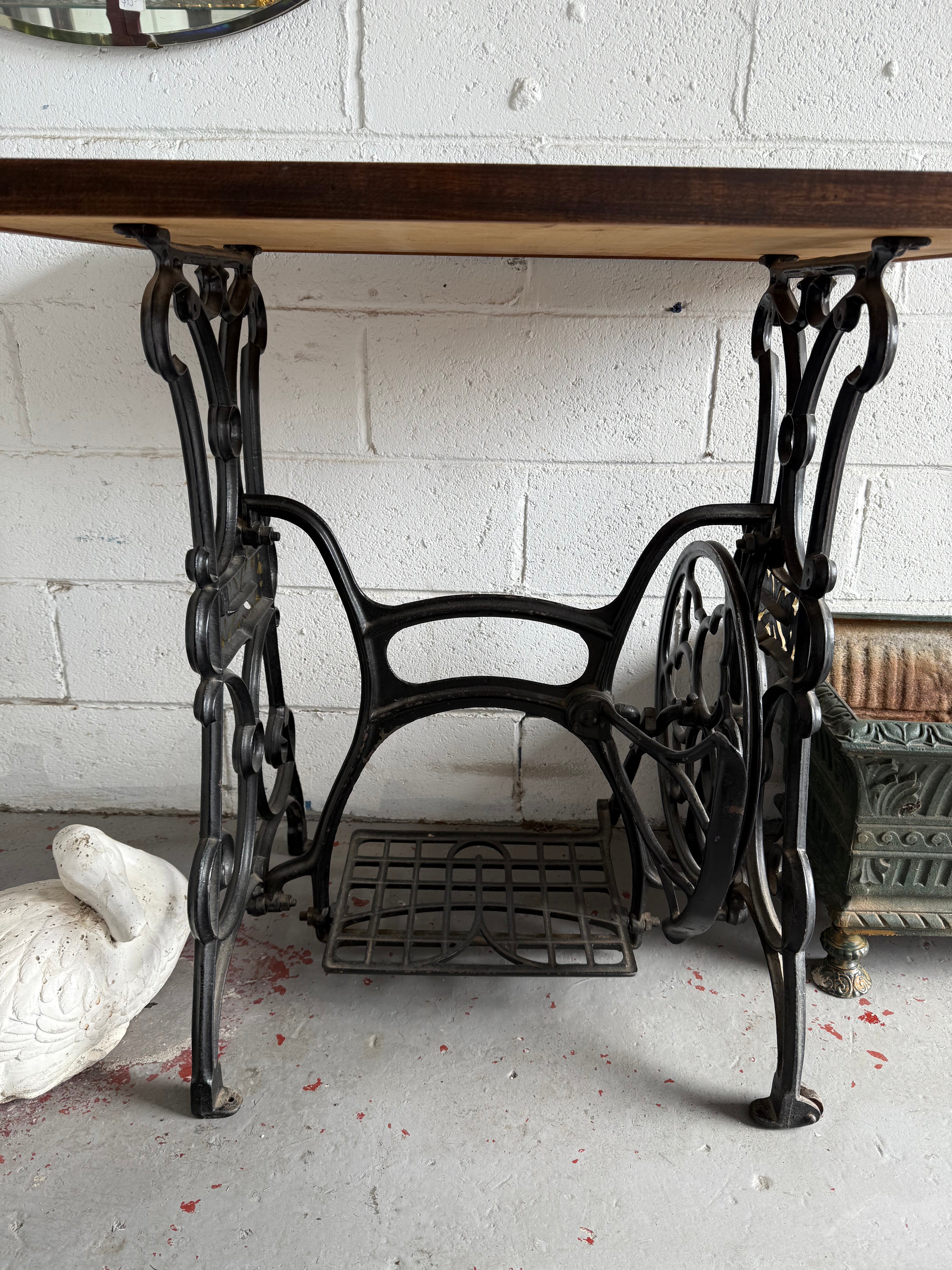 Antique Tiled Top Singer Sewing Machine Base Table | Antique & Vintage | Moonee Ponds Antiques | Australia Wide Delivery
