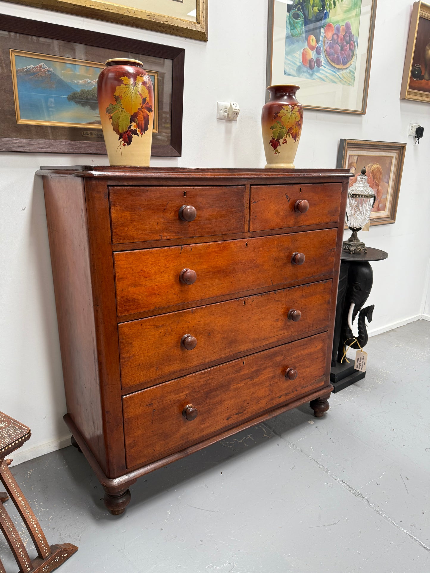 Victorian Five Drawer Cedar Of Drawers