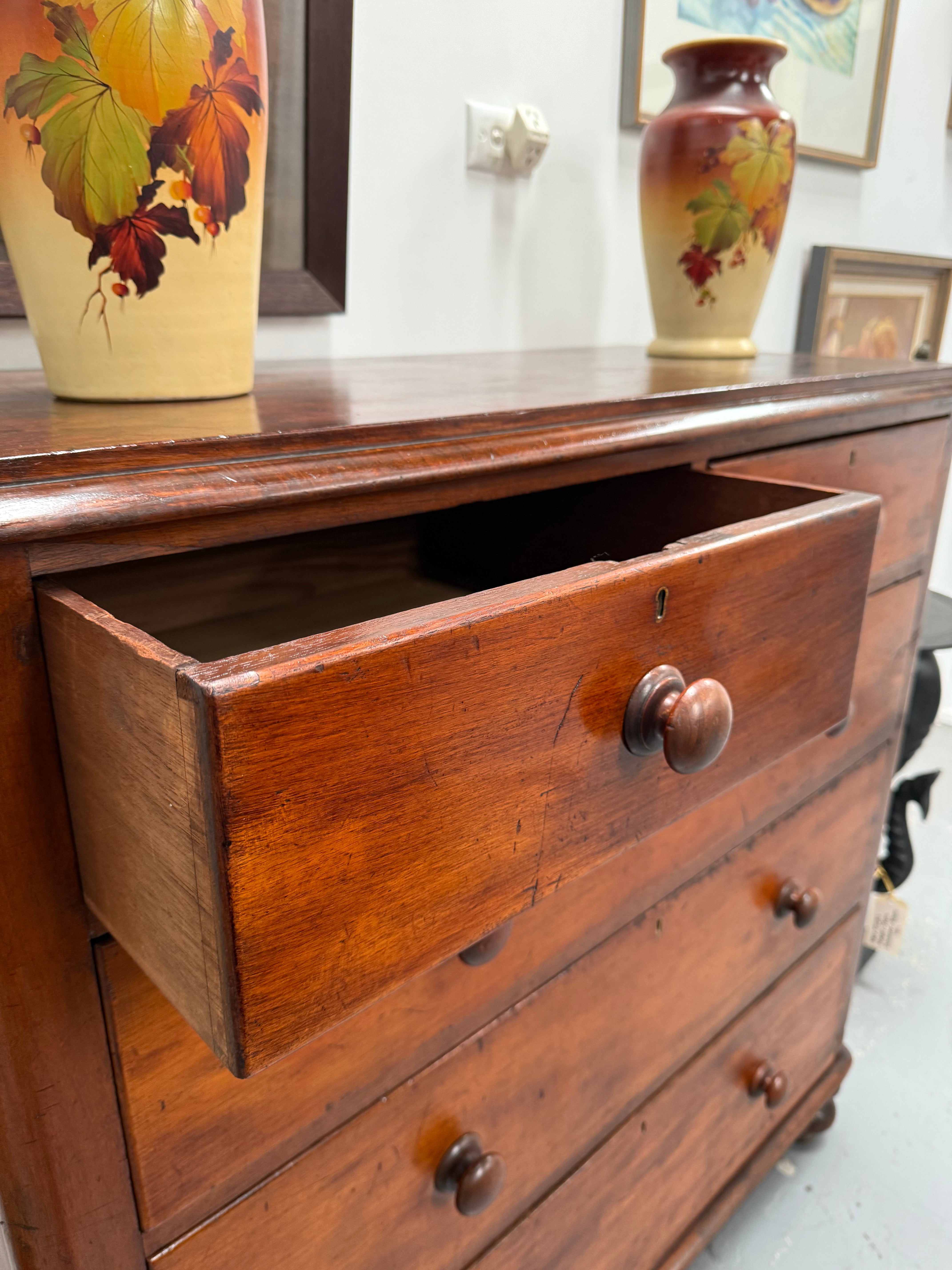 Victorian Five Drawer Cedar Of Drawers | Antique & Vintage | Moonee Ponds Antiques | Australia Wide Delivery