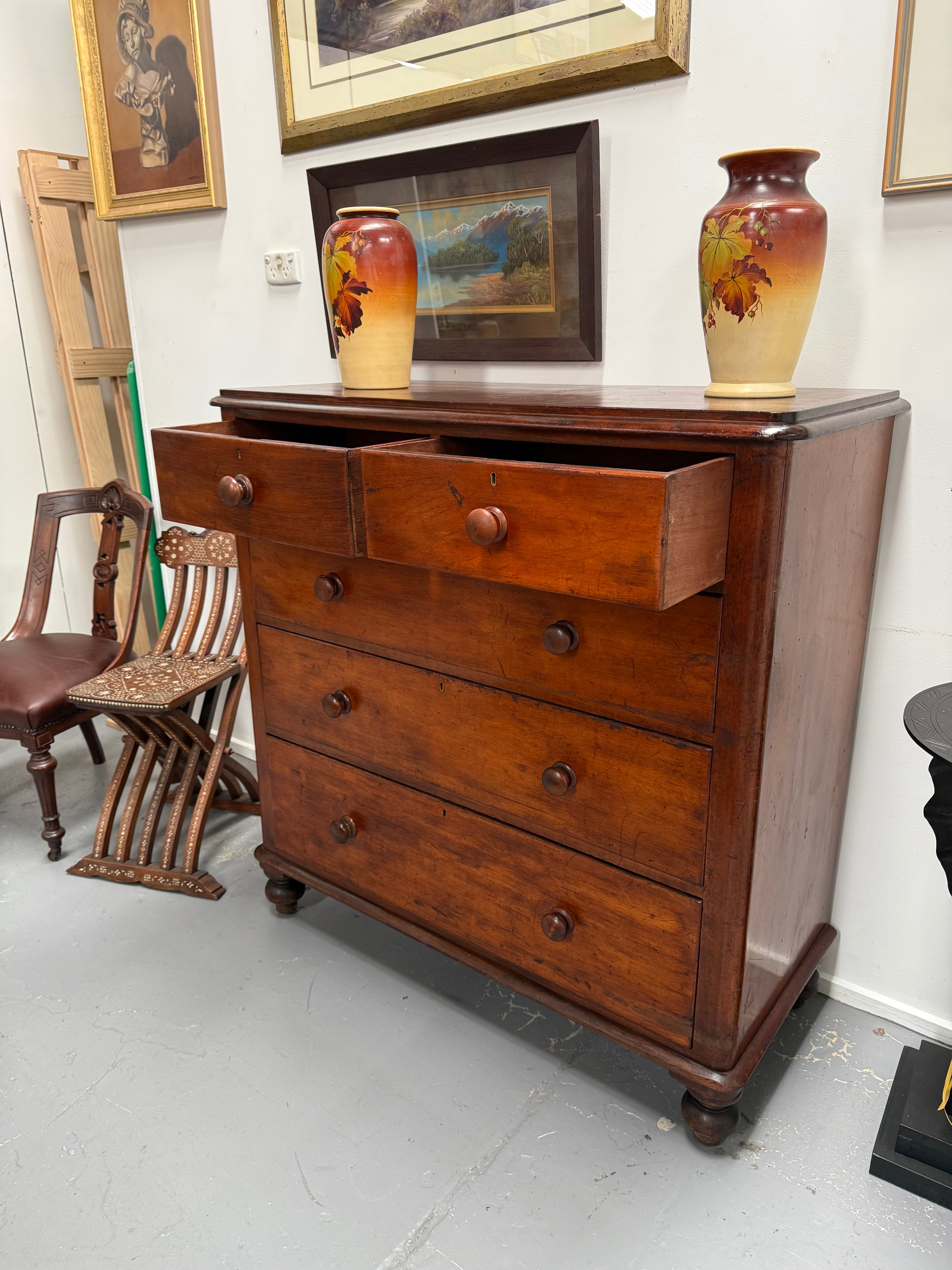 Victorian Five Drawer Cedar Of Drawers | Antique & Vintage | Moonee Ponds Antiques | Australia Wide Delivery
