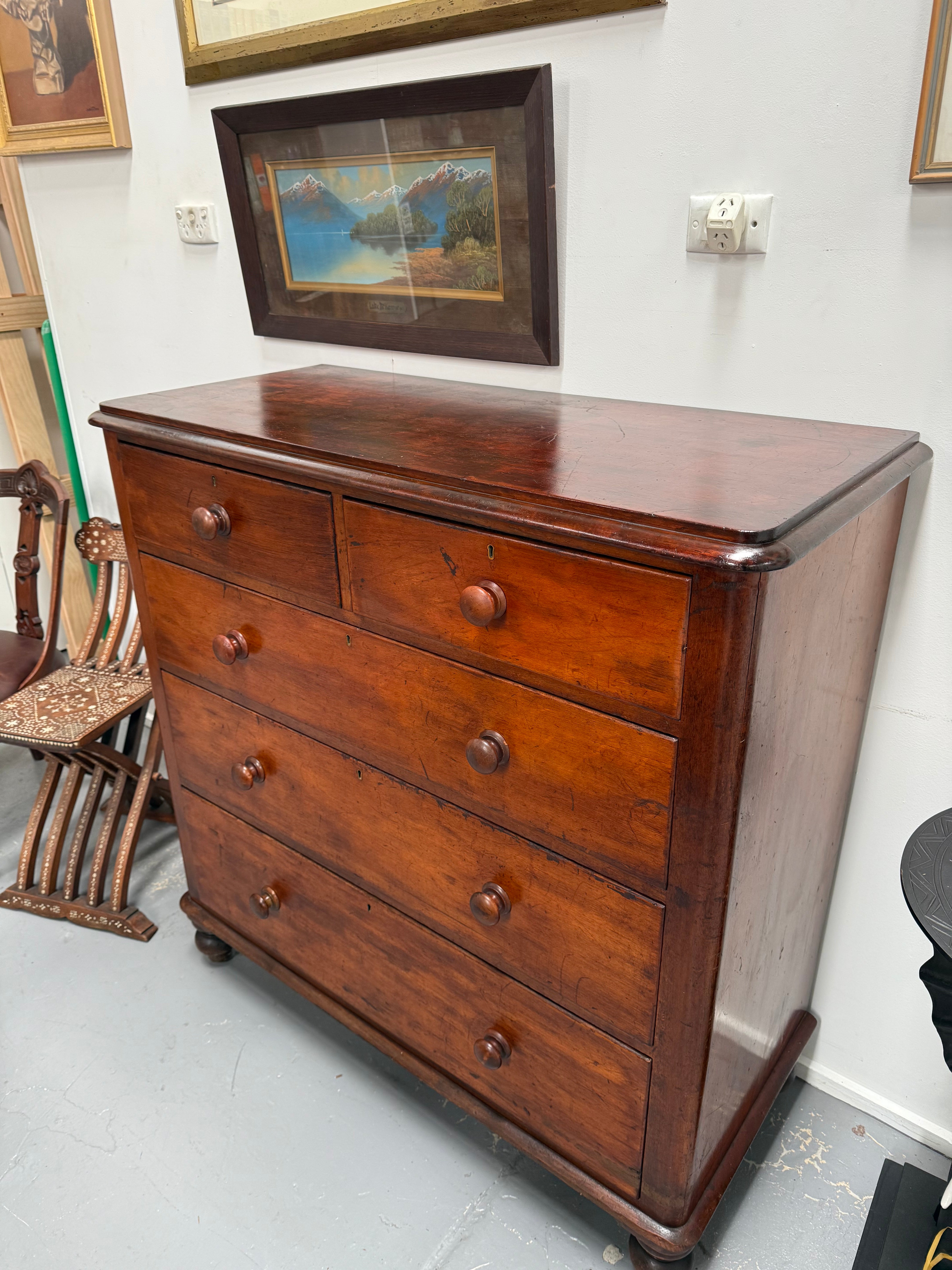 Victorian Five Drawer Cedar Of Drawers | Antique & Vintage | Moonee Ponds Antiques | Australia Wide Delivery
