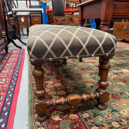 19th Century French Oak Long Upholstered Stool