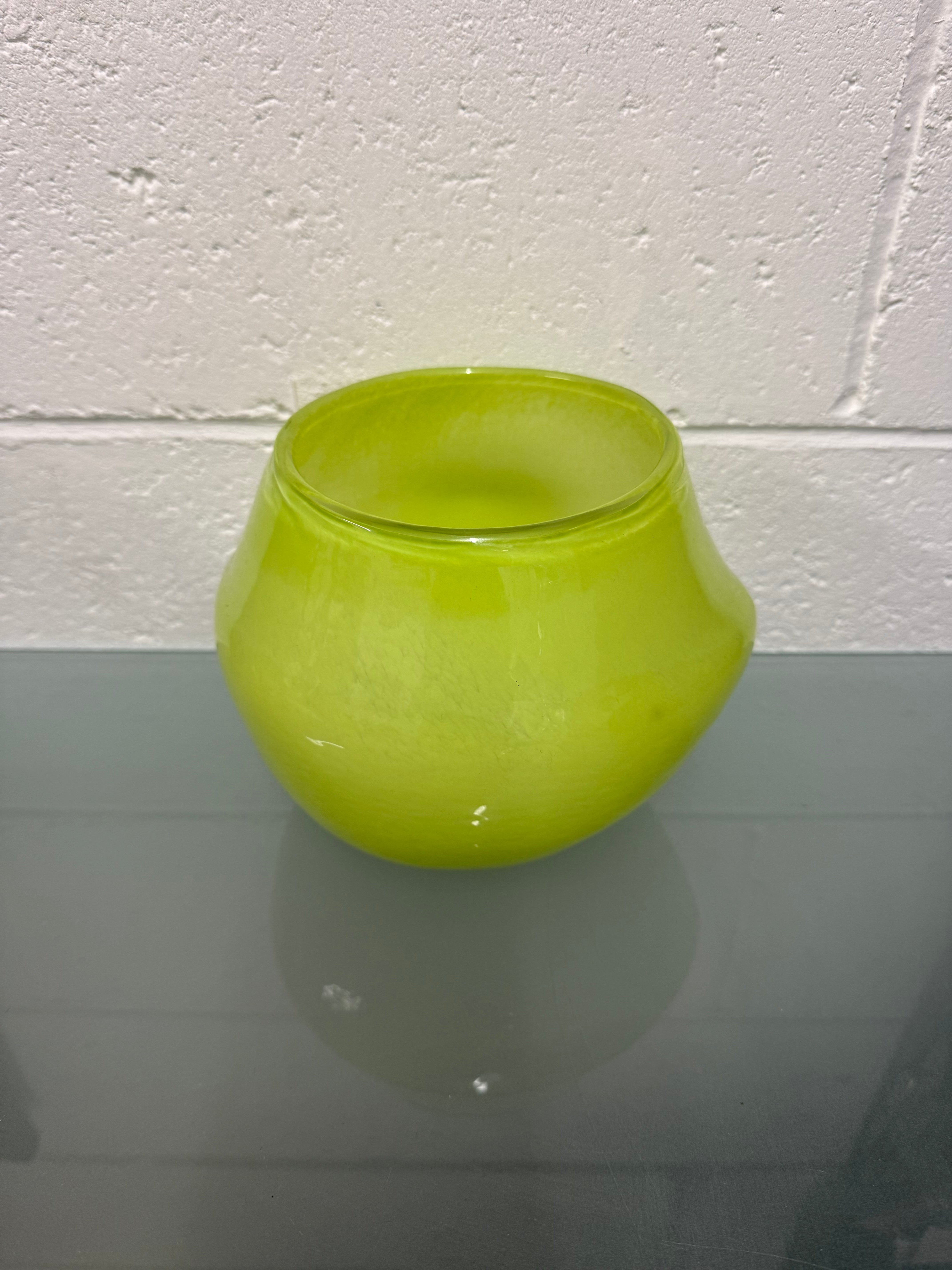 Lime Green Vintage Art Glass Vase