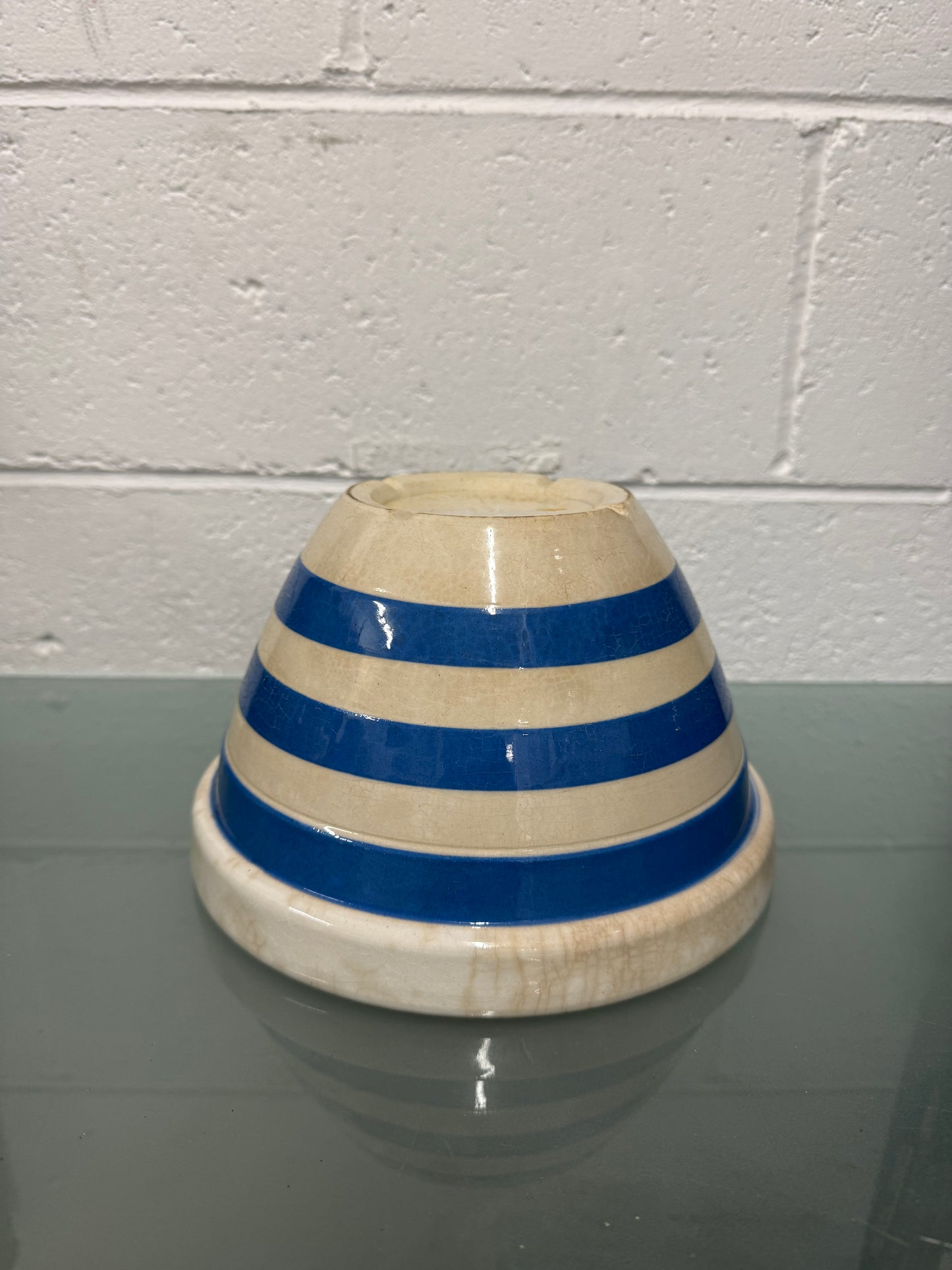 Antique Hoffman Pottery Blue & White Banded Bowl