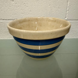 Antique Hoffman Pottery Blue & White Banded Bowl