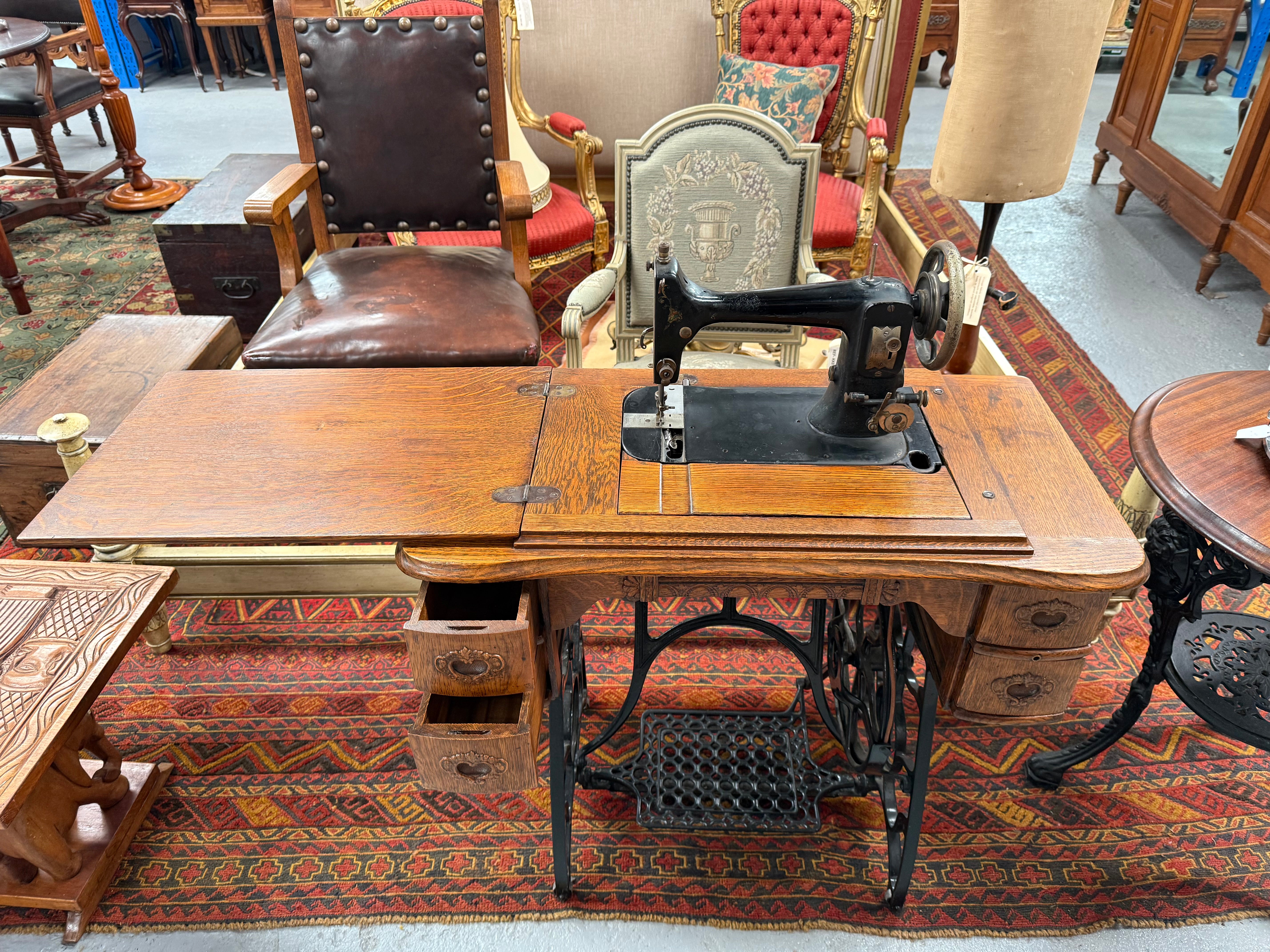 Antique Sewing Machine In Oak Case | Antique & Vintage | Moonee Ponds Antiques | Australia Wide