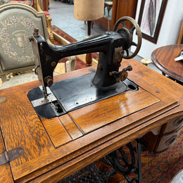 Antique Sewing Machine In Oak Case
