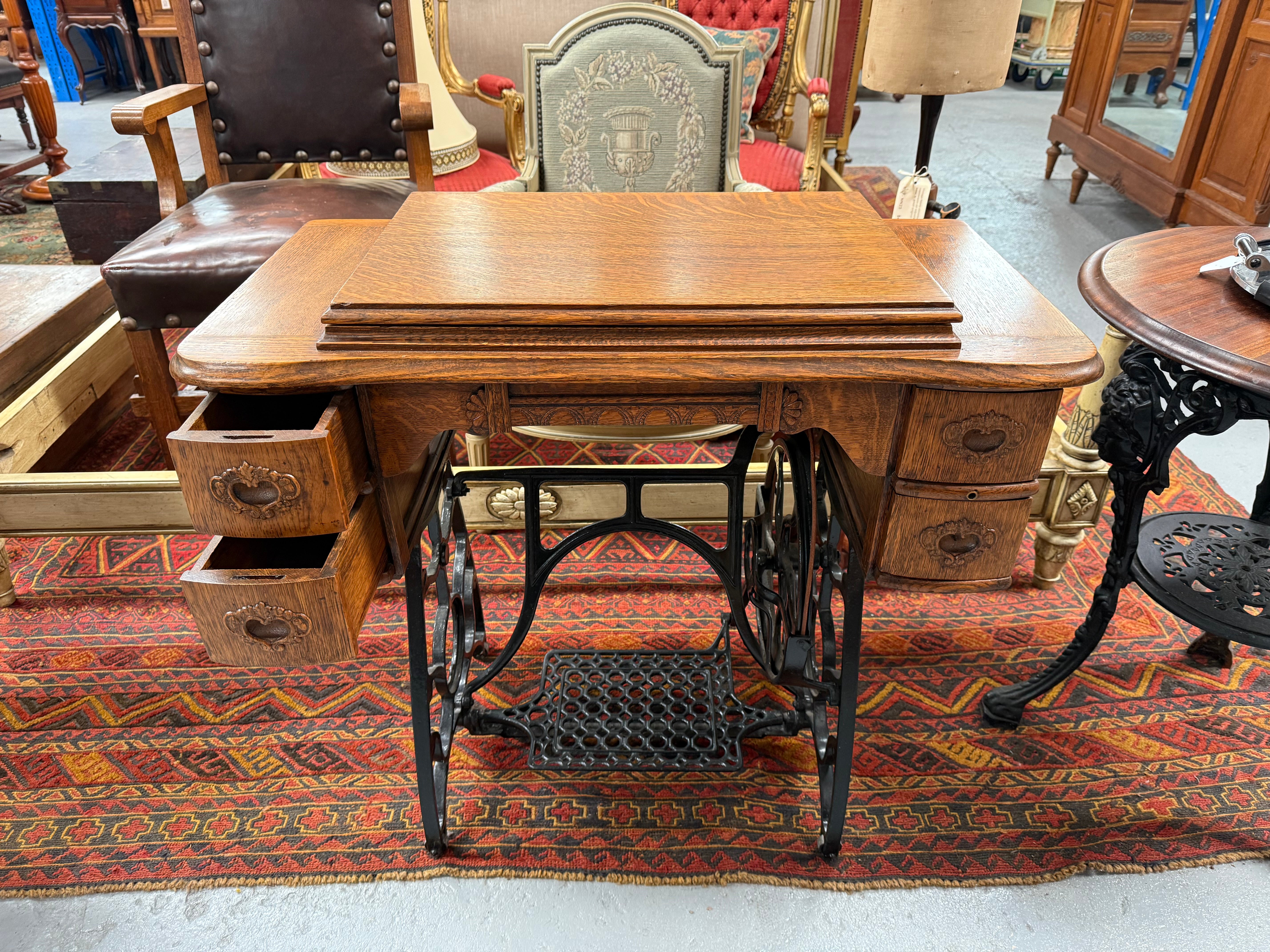 Antique Sewing Machine In Oak Case | Antique & Vintage | Moonee Ponds Antiques | Australia Wide