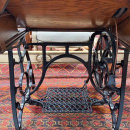 Antique Sewing Machine In Oak Case