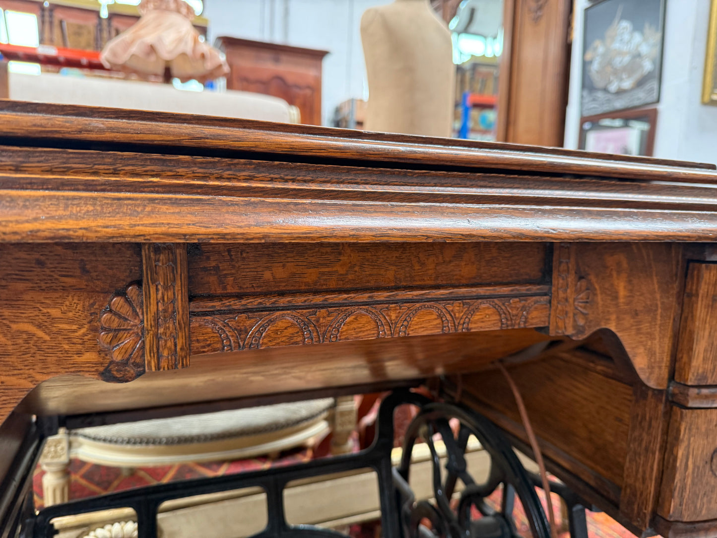 Antique Sewing Machine In Oak Case
