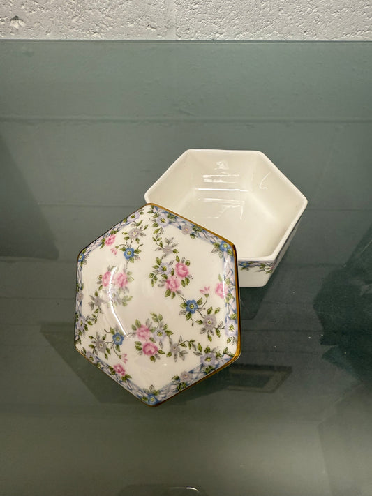 Charming Coalport "Trellis Rose" Lidded Trinket Box
