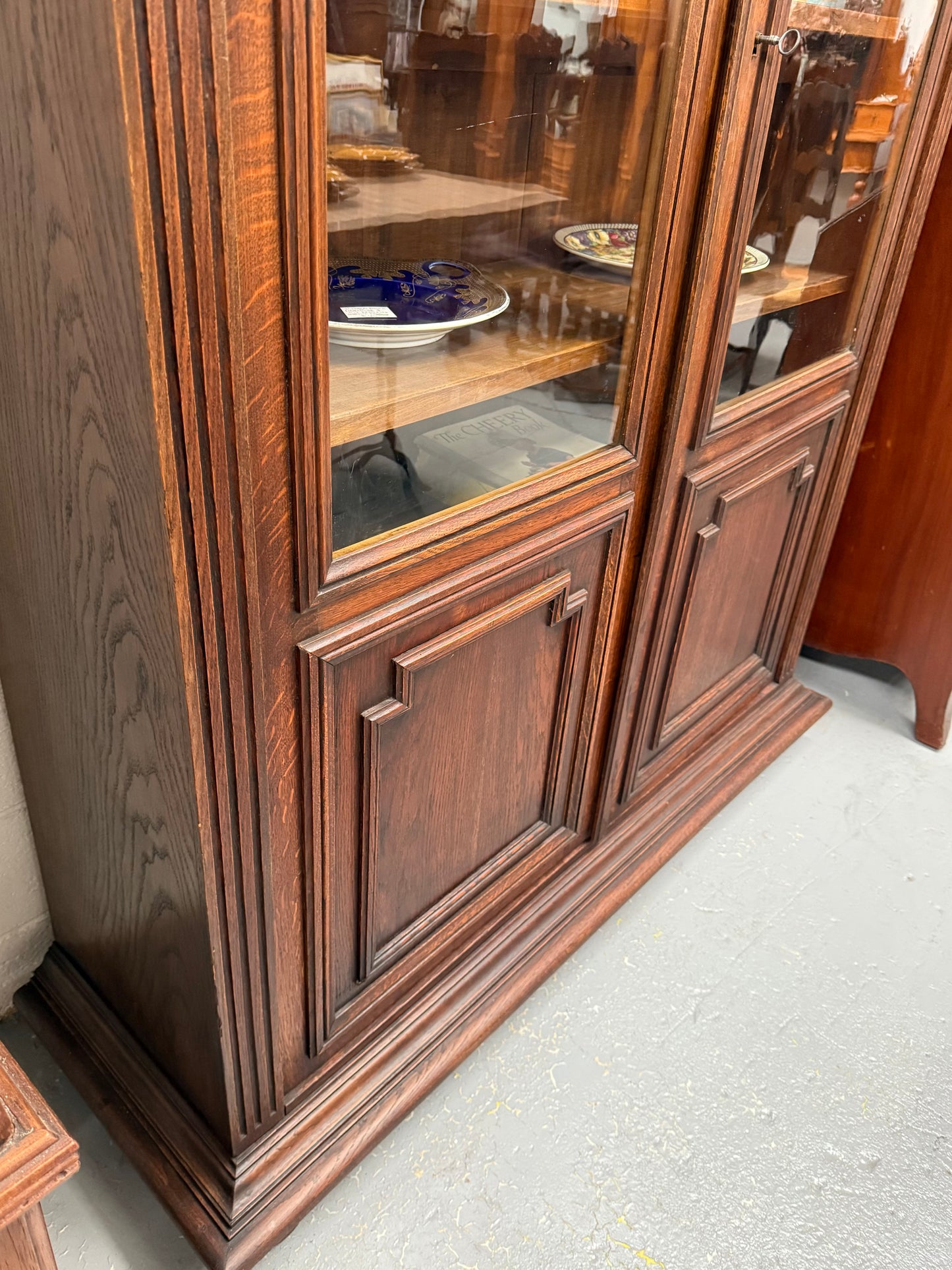 French Louis XVI Style 19th Century Oak Two Door Bookcase