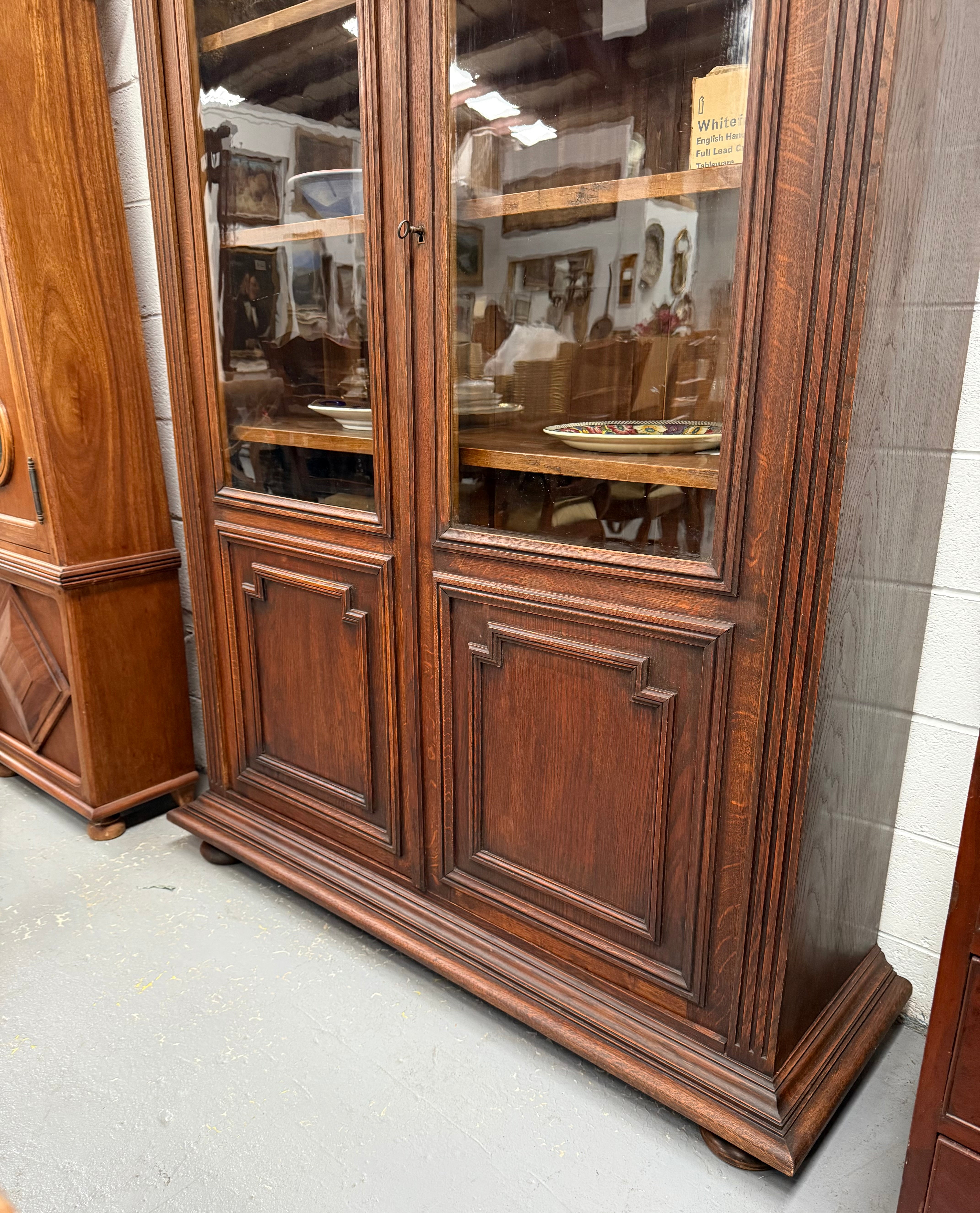 French Louis XVI Style 19th Century Oak Two Door Bookcase | Antique & Vintage | Moonee Ponds Antiques | Australia Wide Delivery