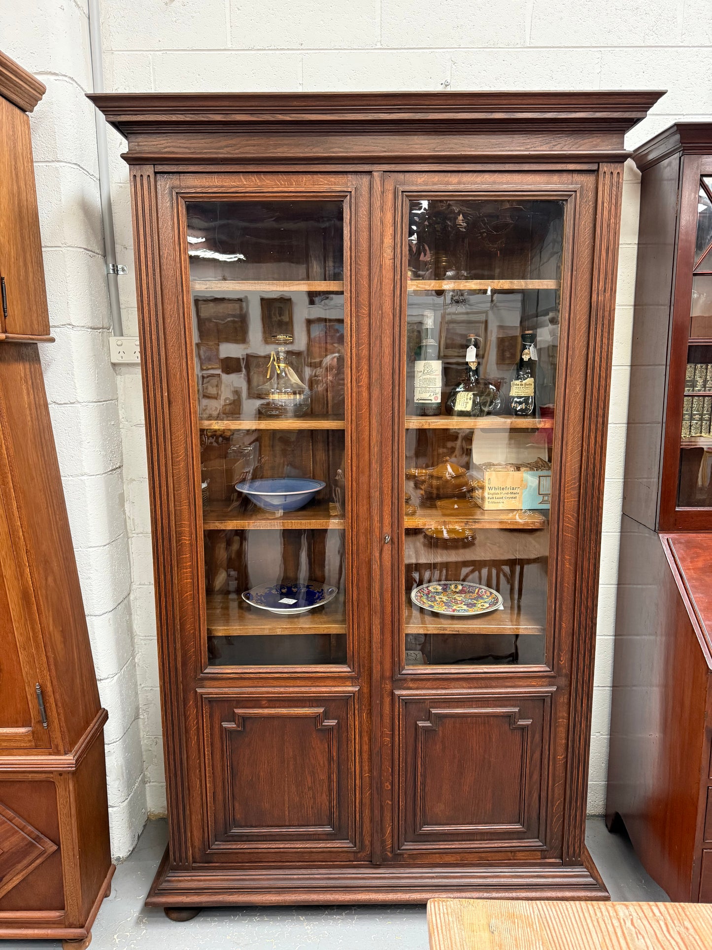 French Louis XVI Style 19th Century Oak Two Door Bookcase