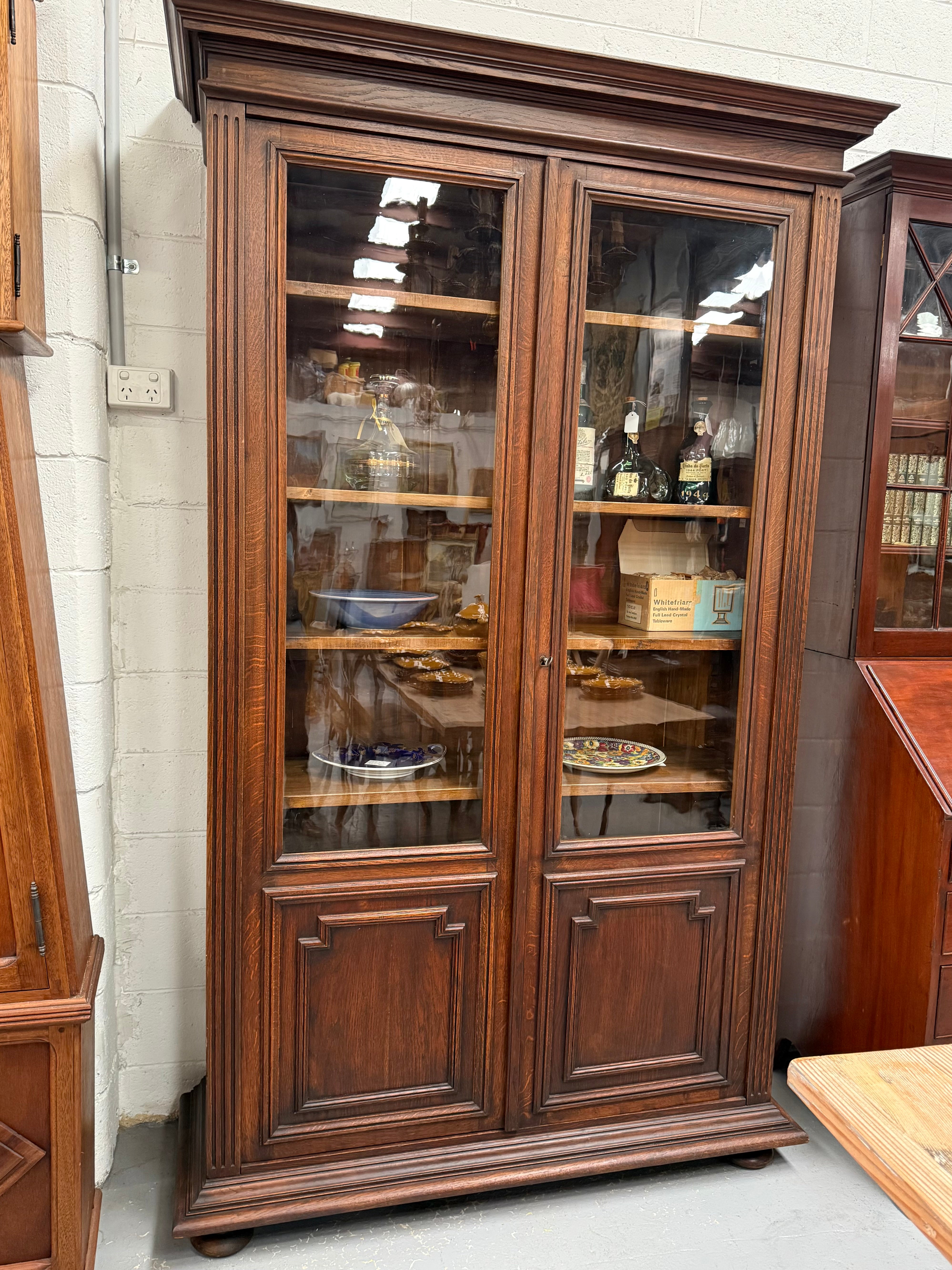 French Louis XVI Style 19th Century Oak Two Door Bookcase | Antique & Vintage | Moonee Ponds Antiques | Australia Wide Delivery