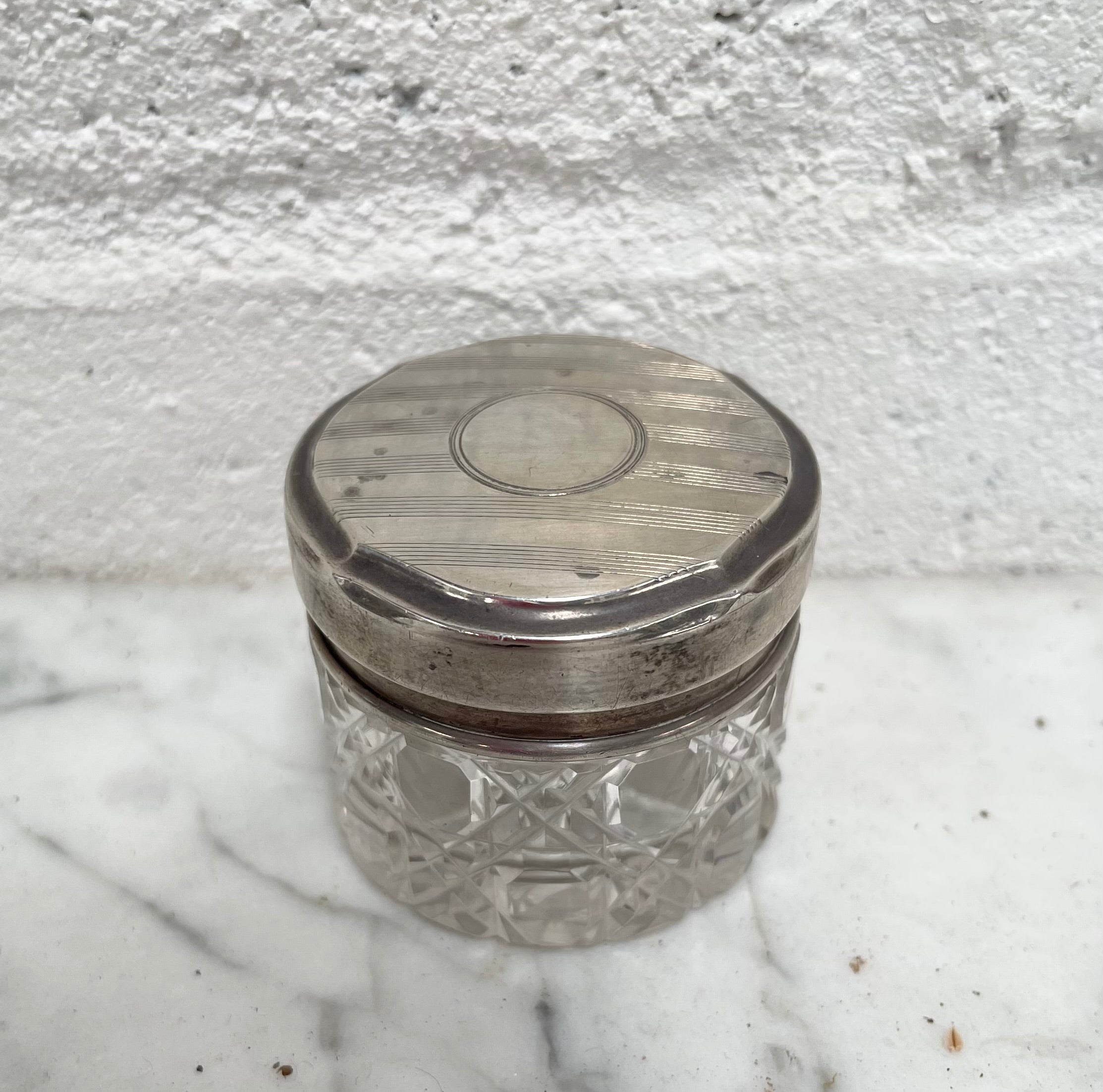 Art Deco Cut Glass Container
