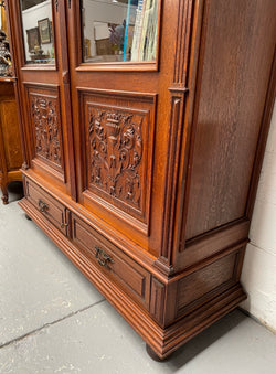 French Oak Renaissance Style Two Door Bookcase | Antique & Vintage | Moonee Ponds Antiques | Australia Wide Delivery