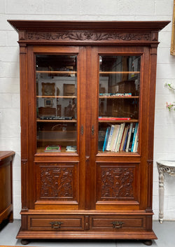 French Oak Renaissance Style Two Door Bookcase | Antique & Vintage | Moonee Ponds Antiques | Australia Wide Delivery