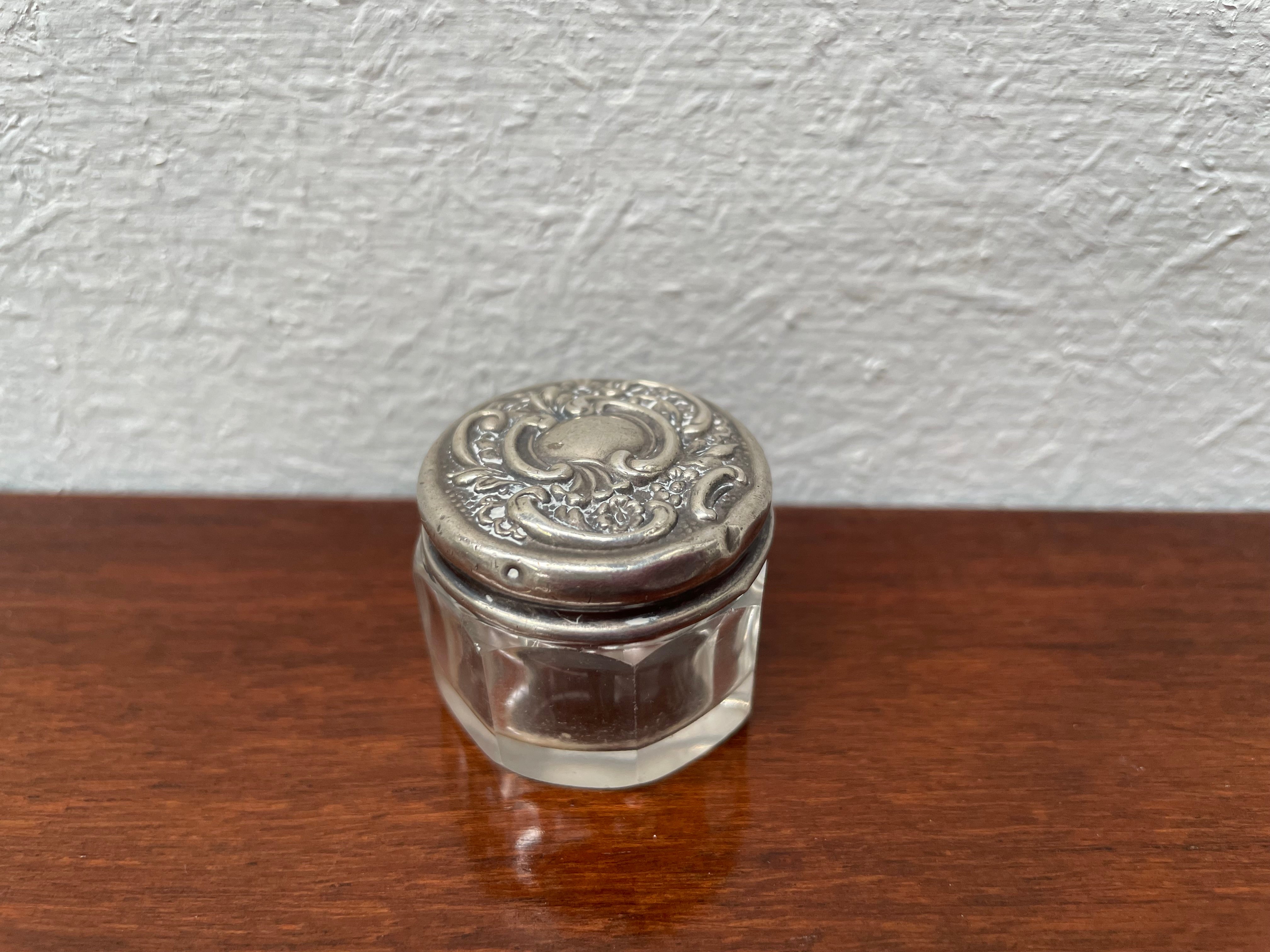 Late Victorian Silver/Glass Container | Antique & Vintage | Moonee Ponds Antiques | Australia Wide Delivery