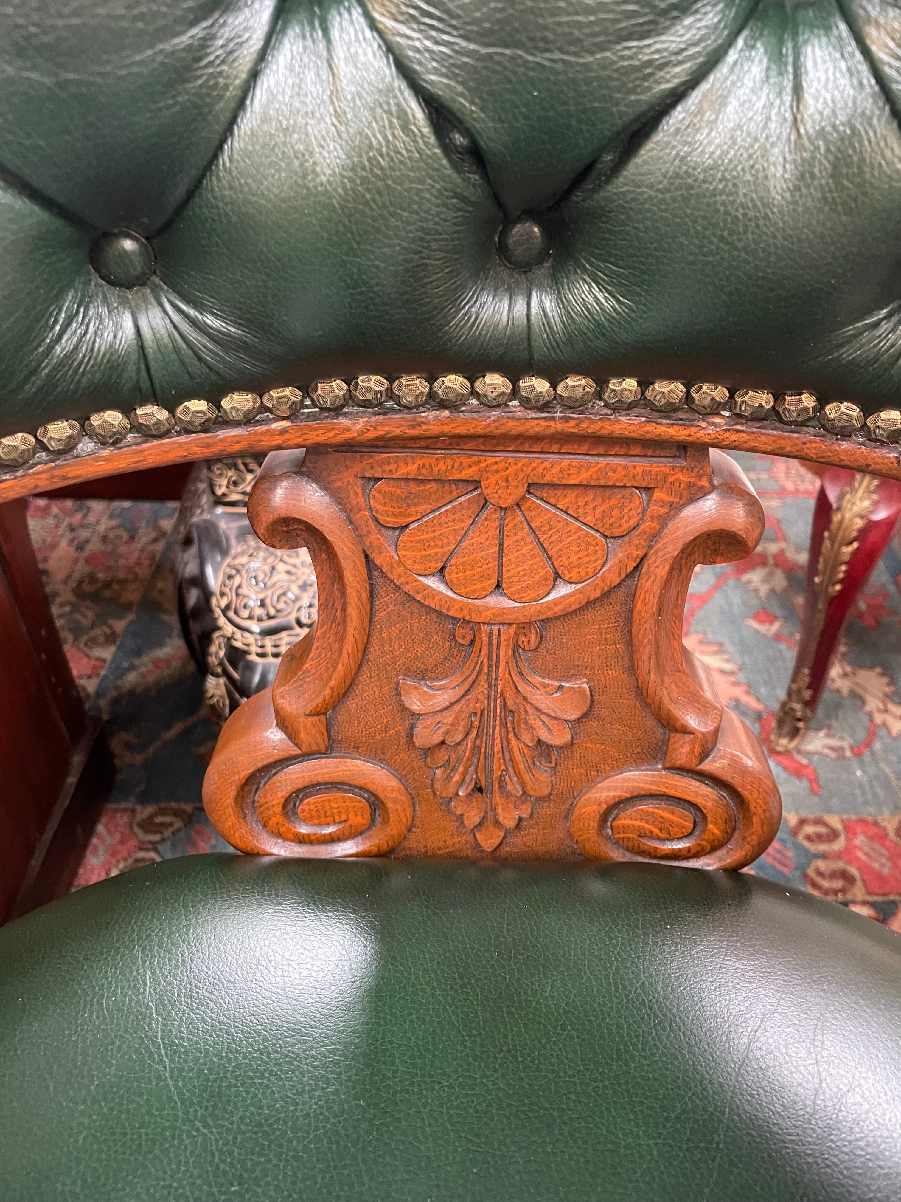 Late Victorian Mahogany Leather Upholstered Library / Desk Chair | Antique & Vintage | Moonee Ponds Antiques | Australia Wide Delivery