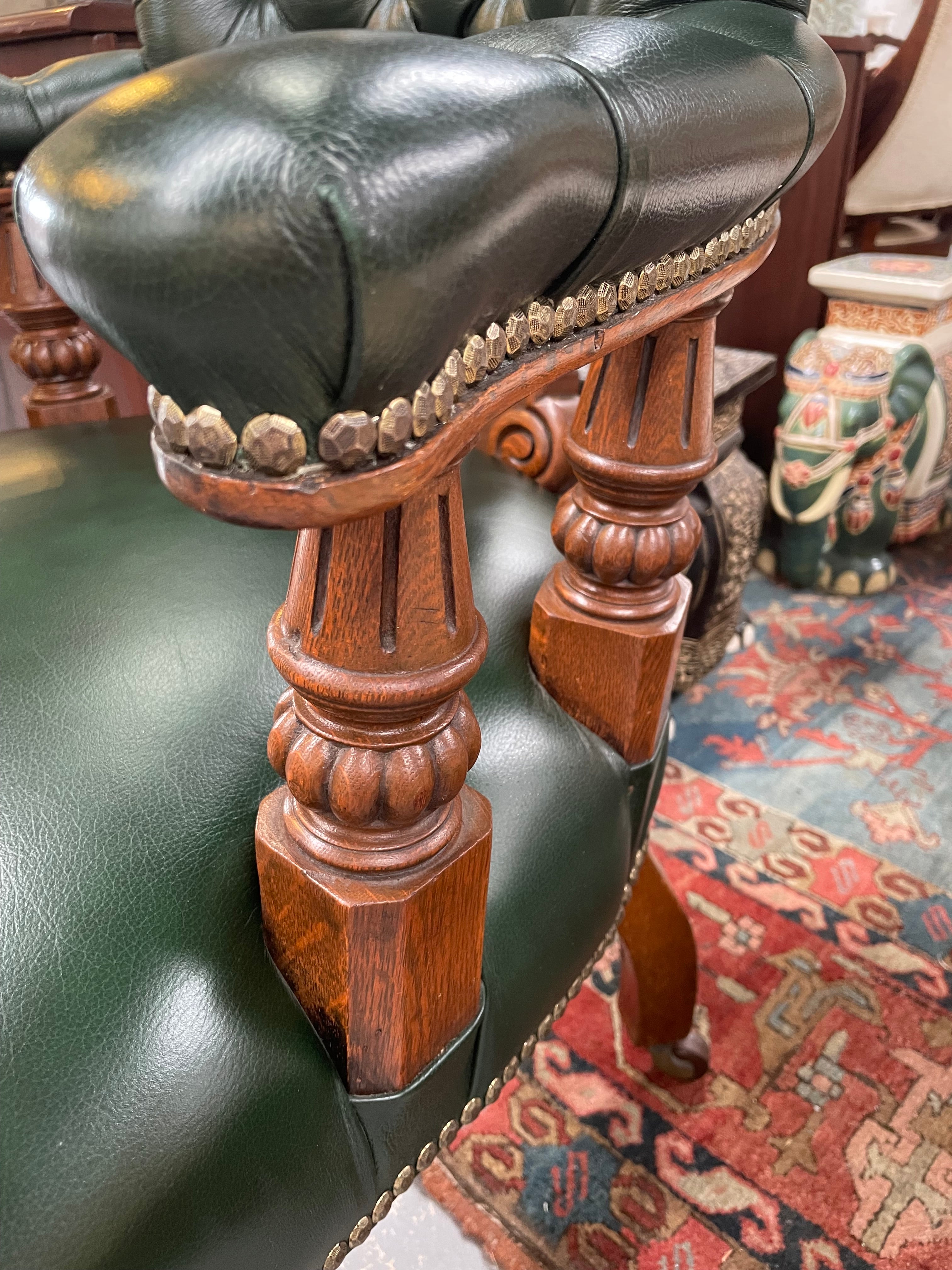 Late Victorian Mahogany Leather Upholstered Library / Desk Chair | Antique & Vintage | Moonee Ponds Antiques | Australia Wide Delivery