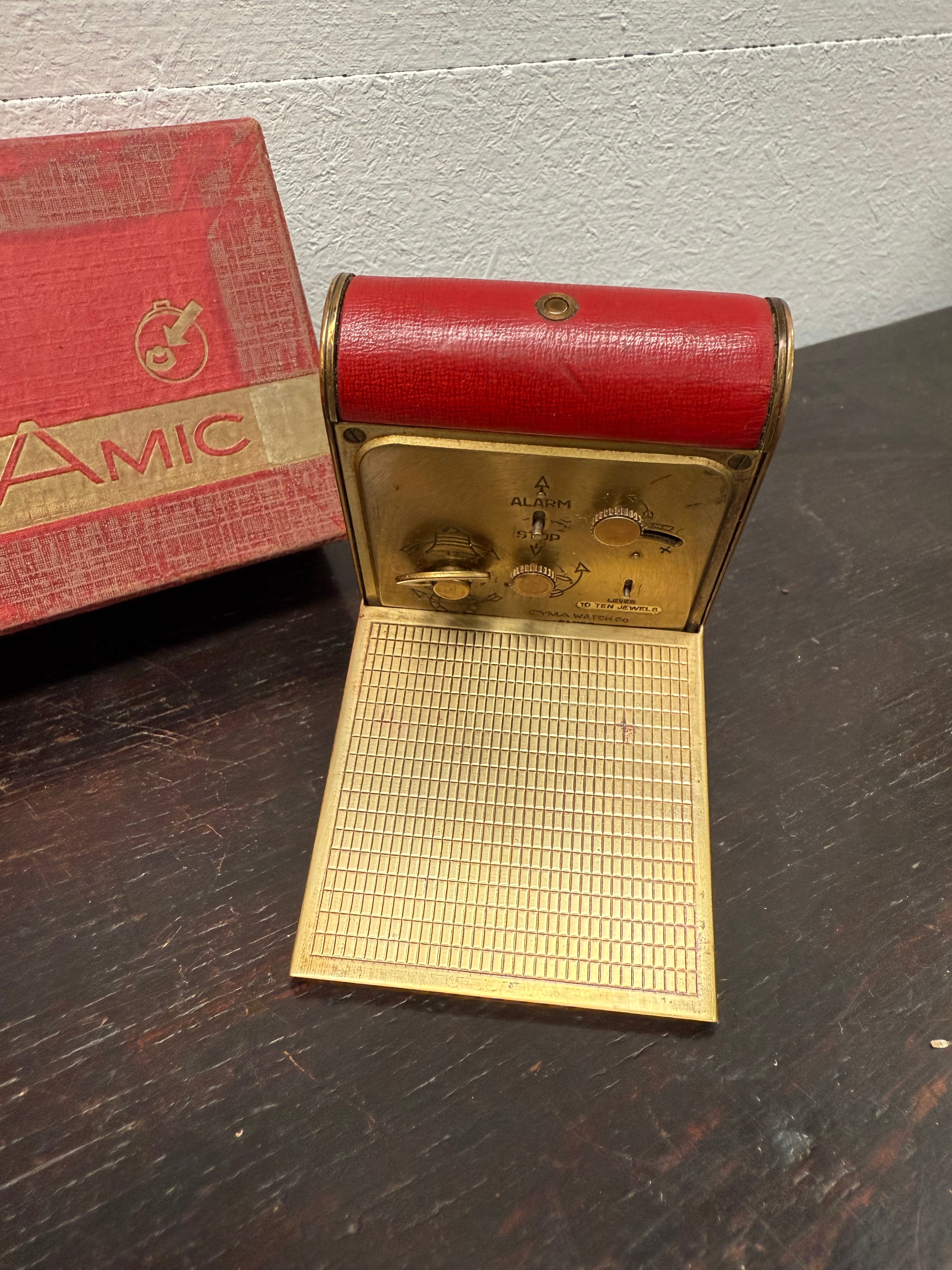 Superb Art Deco Cyma Travel Clock Original Carry Case & Box | Antique & Vintage | Moonee Ponds Antiques | Australia Wide Delivery