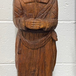 Hand Carved Antique Religious Wooden Statue of St. Pierre
