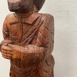 Hand Carved Antique Religious Wooden Statue of St. Pierre