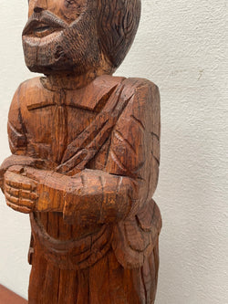 Hand Carved Antique Religious Wooden Statue of St. Pierre | Antique & Vintage | Moonee Ponds Antiques | Australia Wide Delivery