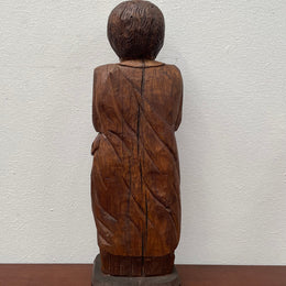 Hand Carved Antique Religious Wooden Statue of St. Pierre