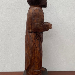 Hand Carved Antique Religious Wooden Statue of St. Pierre