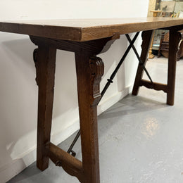 French Spanish Style Oak Console Table