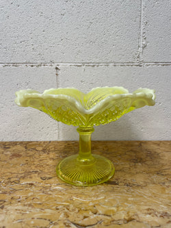 Vaseline Glass Bowl On Stand | Antique & Vintage | Moonee Ponds Antiques | Australia Wide Delivery