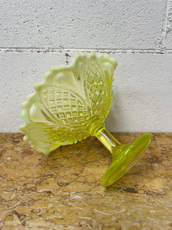 Vaseline Glass Bowl On Stand | Antique & Vintage | Moonee Ponds Antiques | Australia Wide Delivery